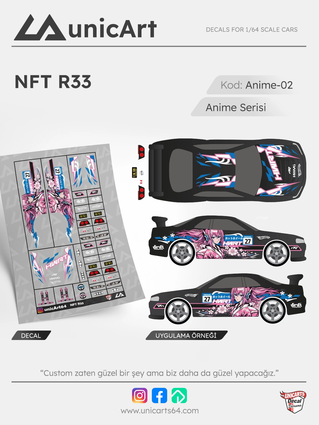 NFT R33 1/64 decal - Anime serisi