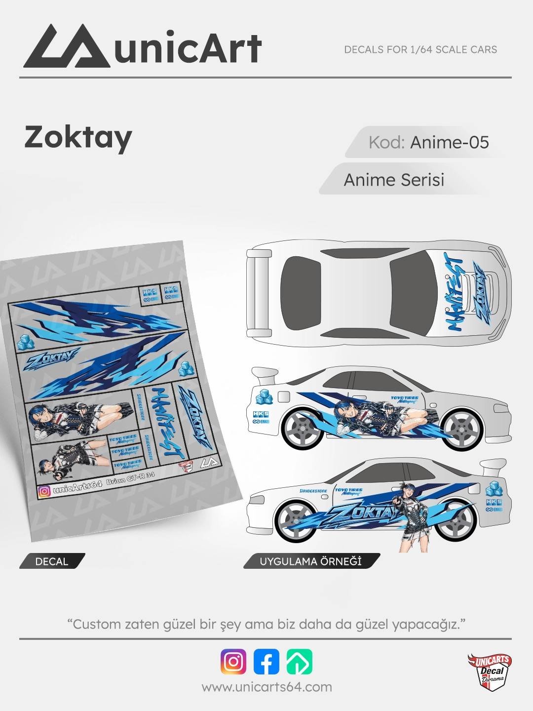 Zoktay 1/64 decal - Anime serisi