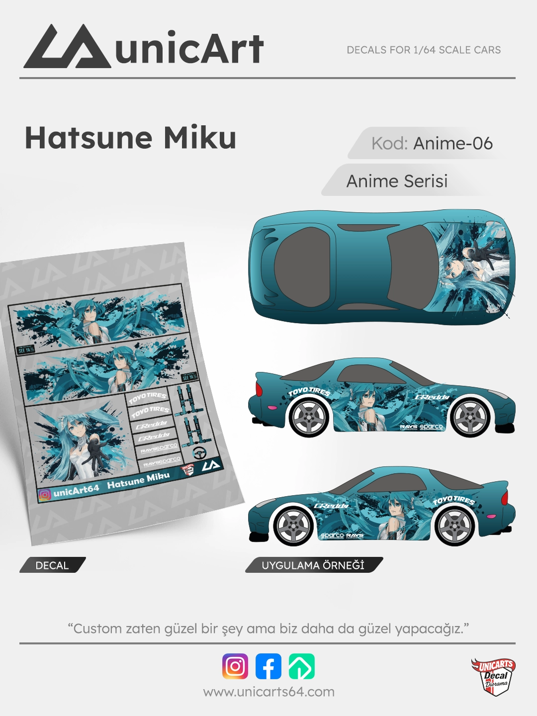 Hasune Miku Origin 1/64 decal - Anime serisi
