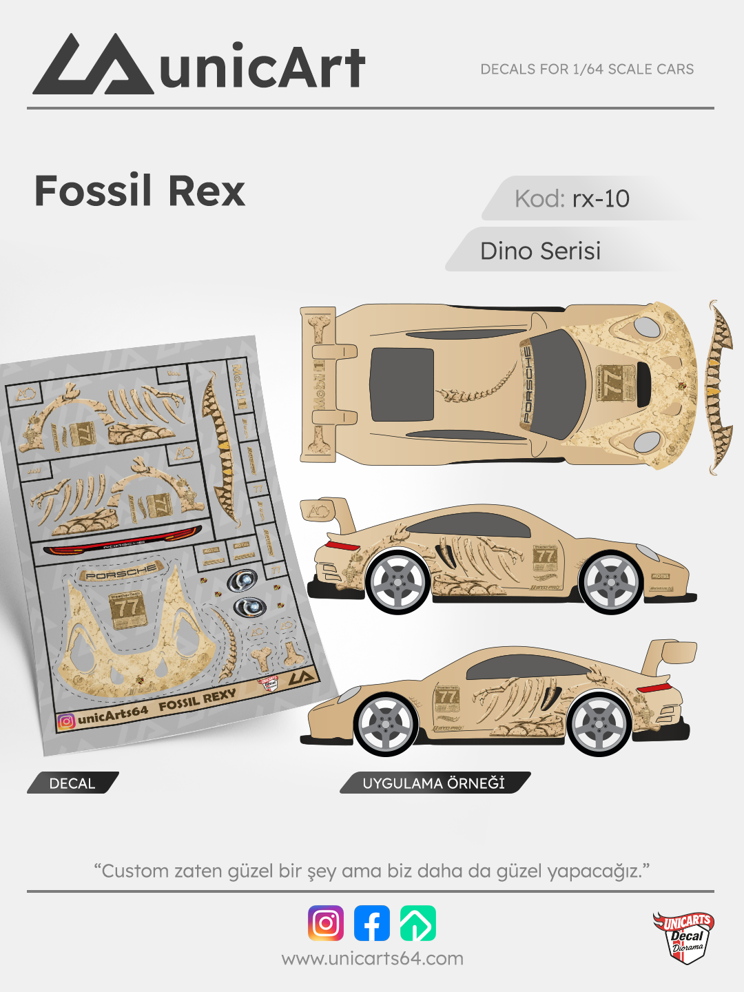 Fossil Rexy 1/64 decal - Colección Dino