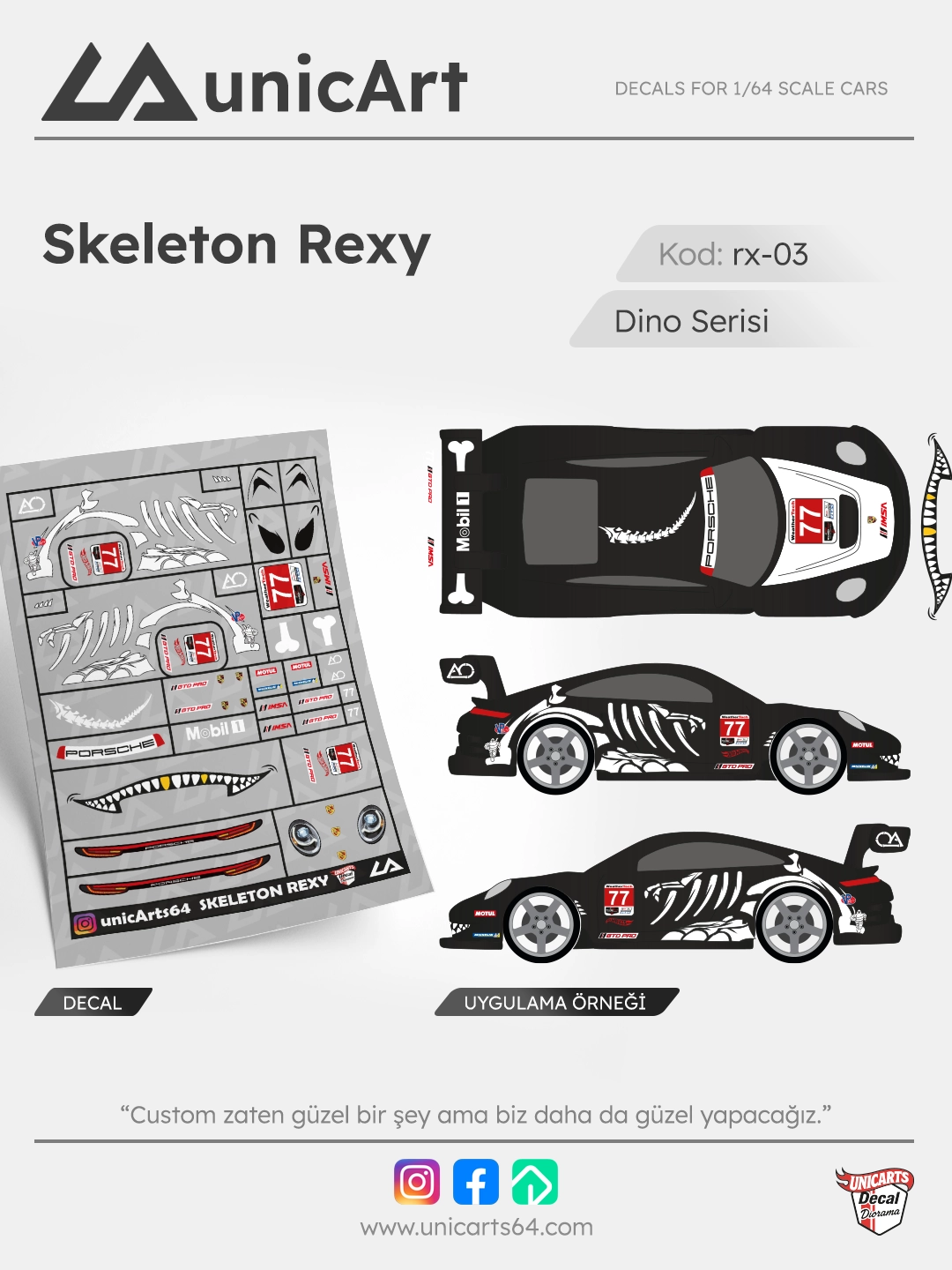 Skeleton Rexy 1/64 decal - Dino serisi