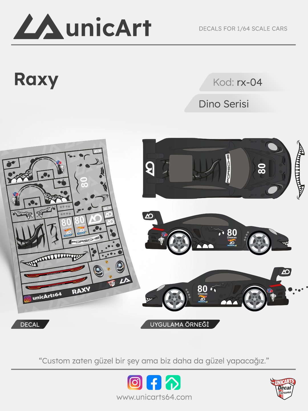 Raxy 1/64 decal - Dino serisi