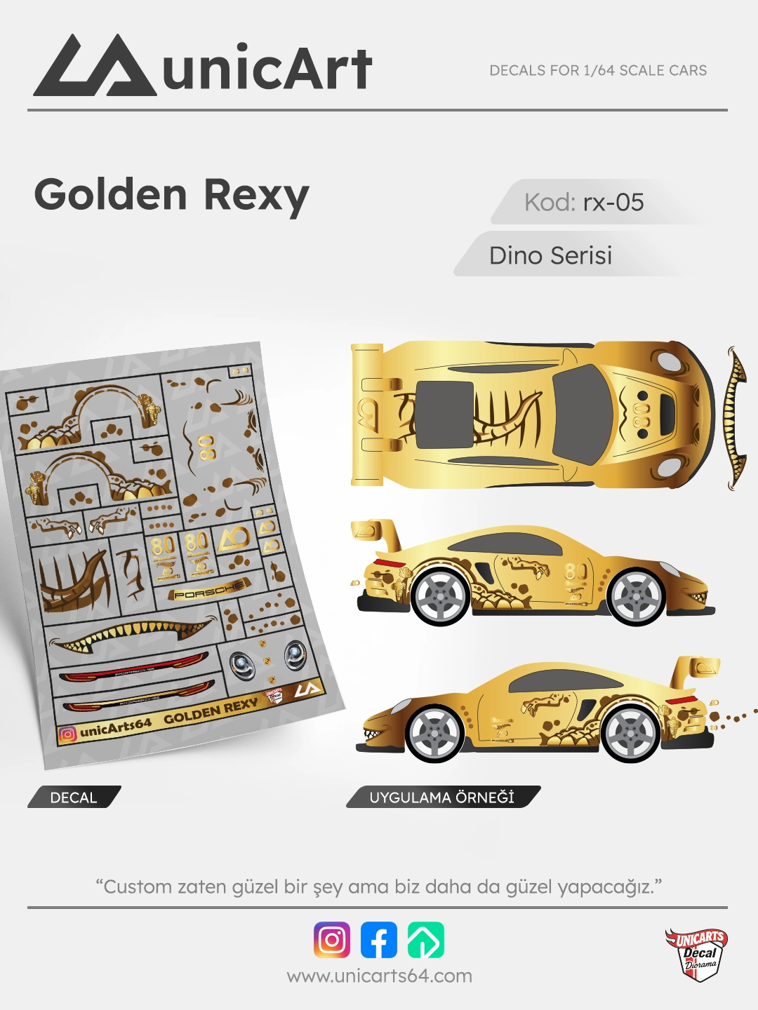 Golden Rexy 1/64 decal - Dino serisi