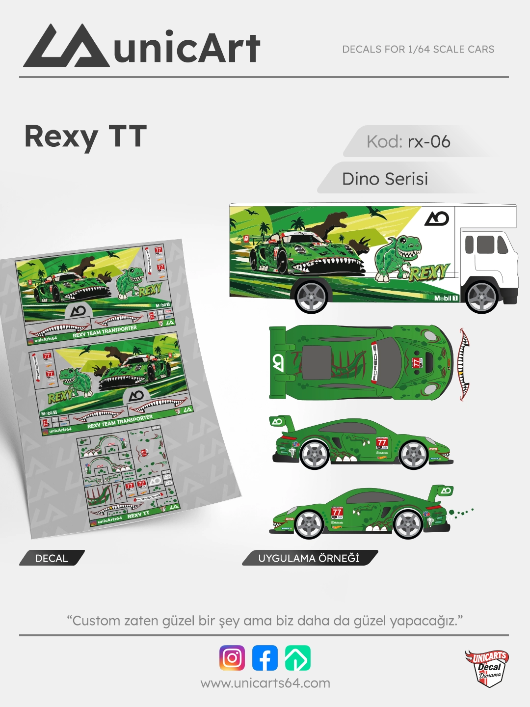 Rexy TT 1/64 decal - Dino serisi
