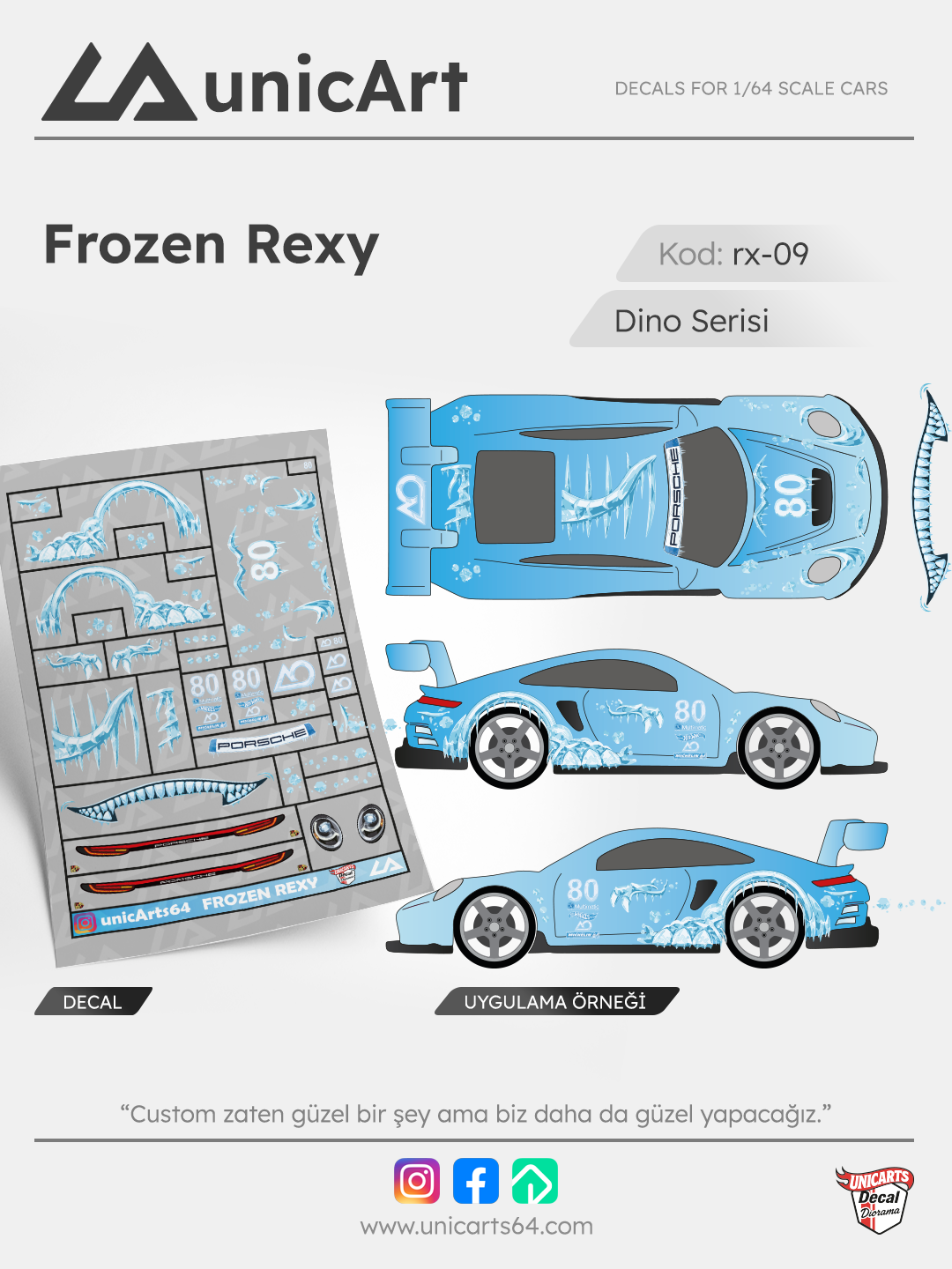 Frozen Rexy 1/64 decal - Colección Dino