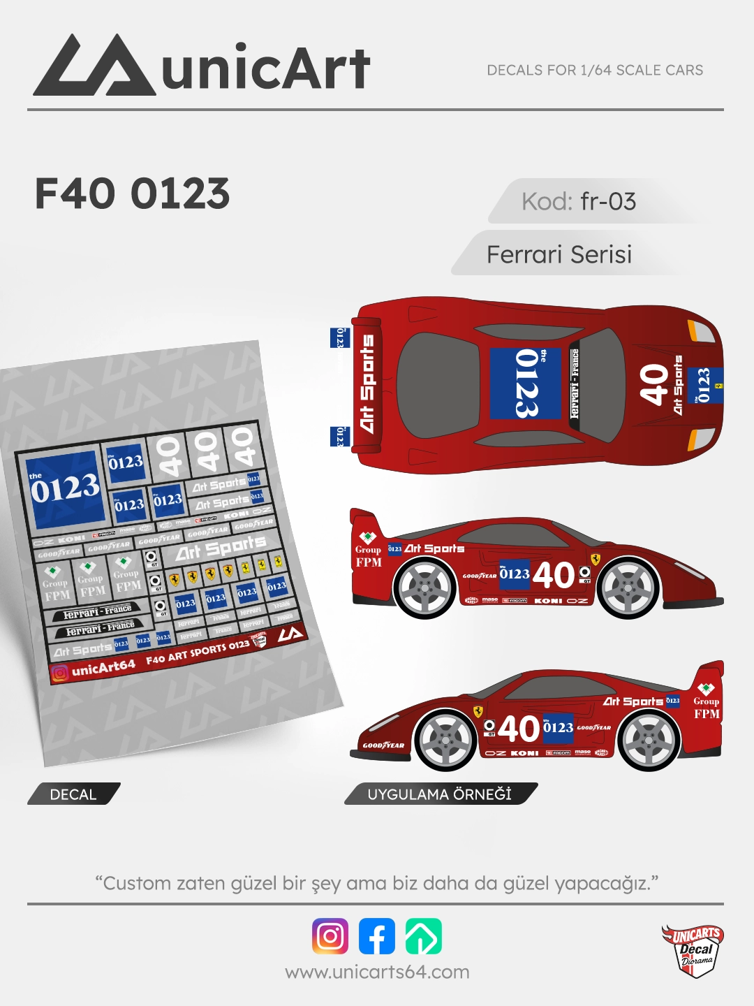 F40 0123 1/64 decal - Ferrari serisi