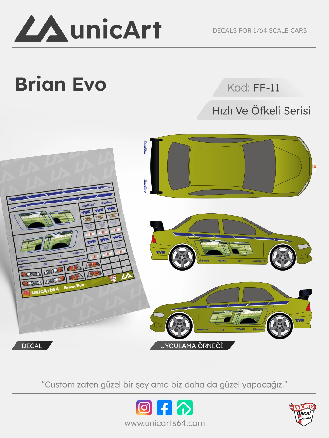 Brian EVO 1/64 decal - Fast & Furious serisi
