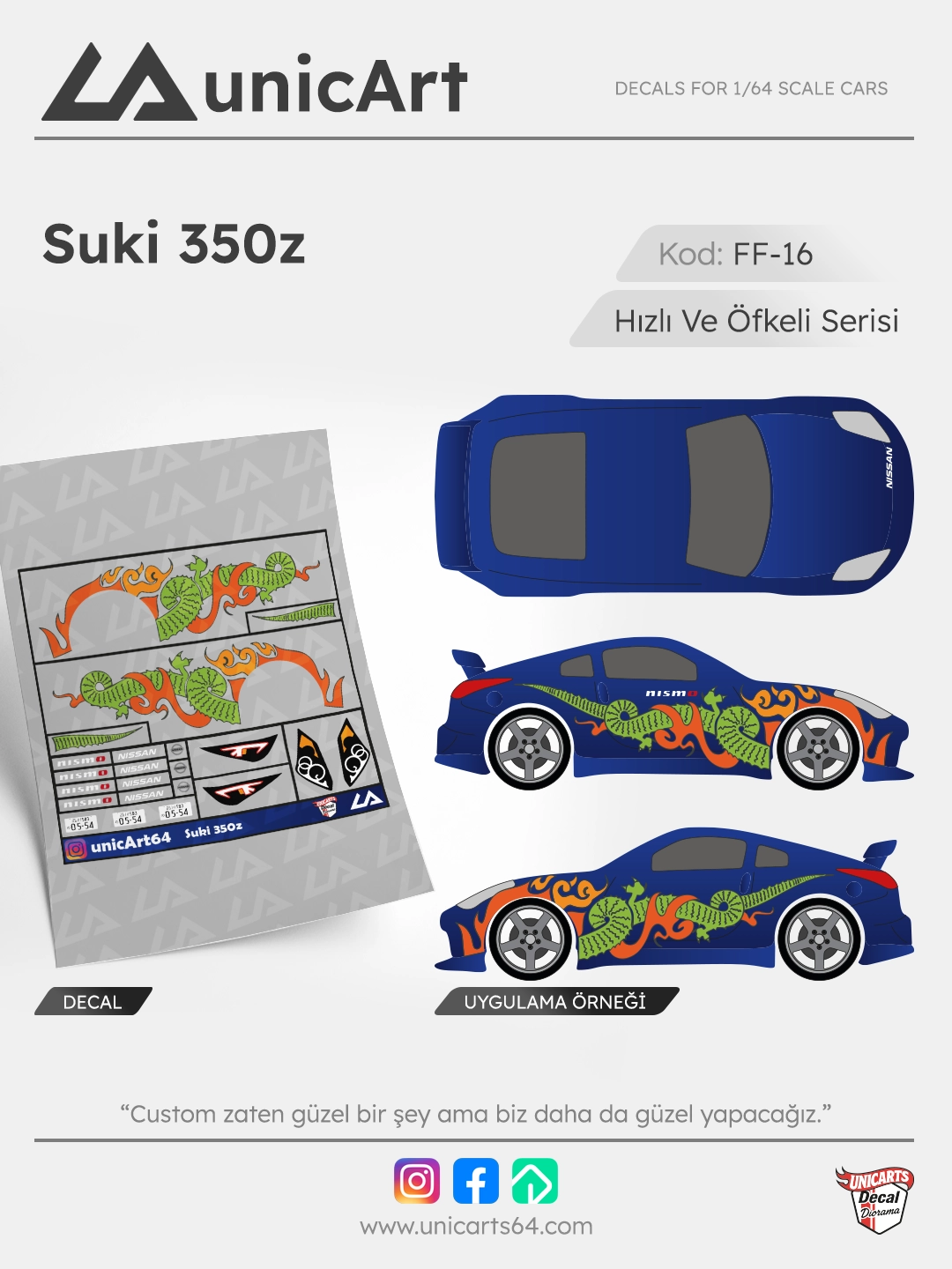 Suki 350Z 1/64 decal - Fast & Furious serisi