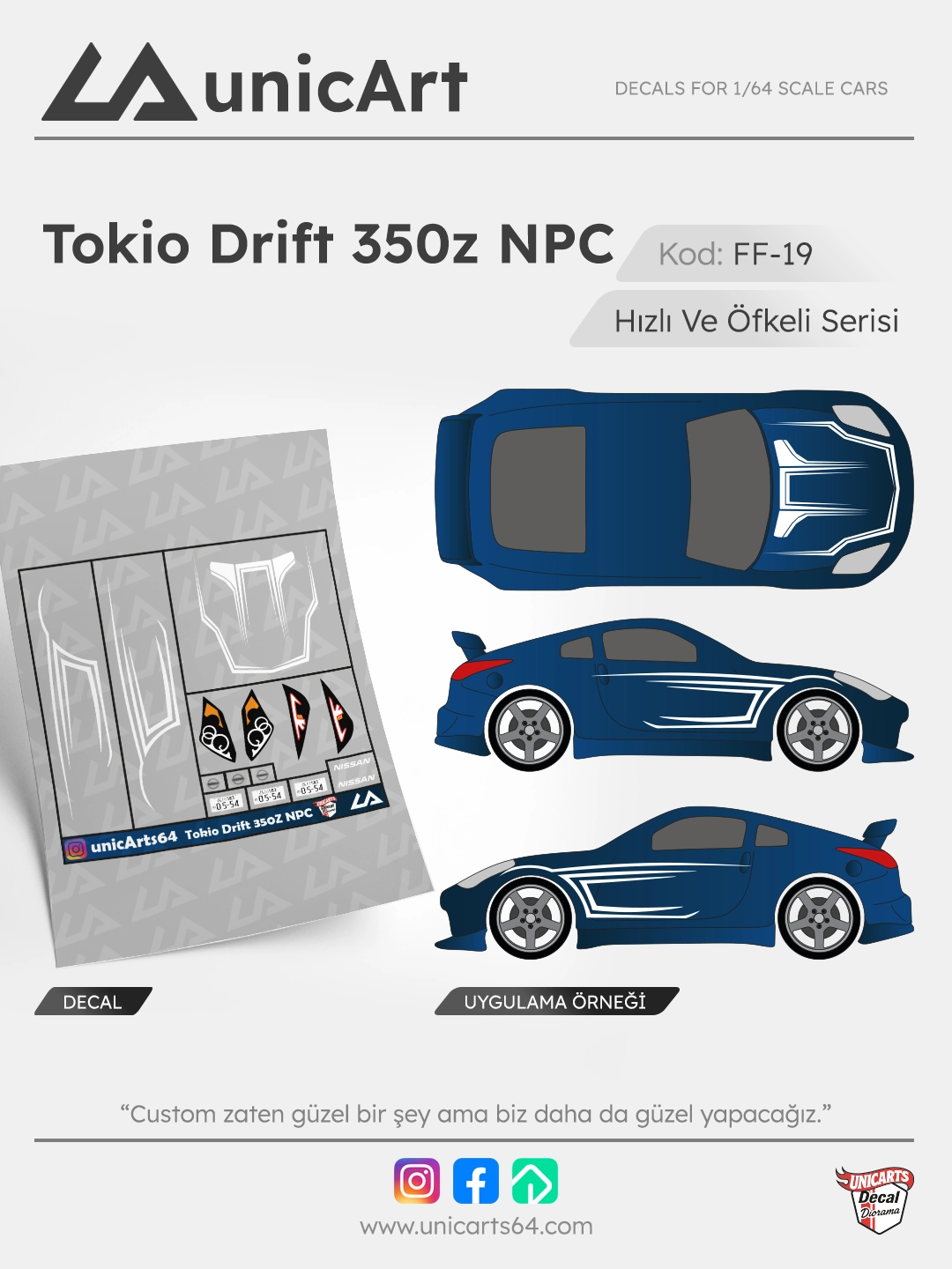 Tokio Drift 350z NPC 1/64 decal - Fast & Furious serisi