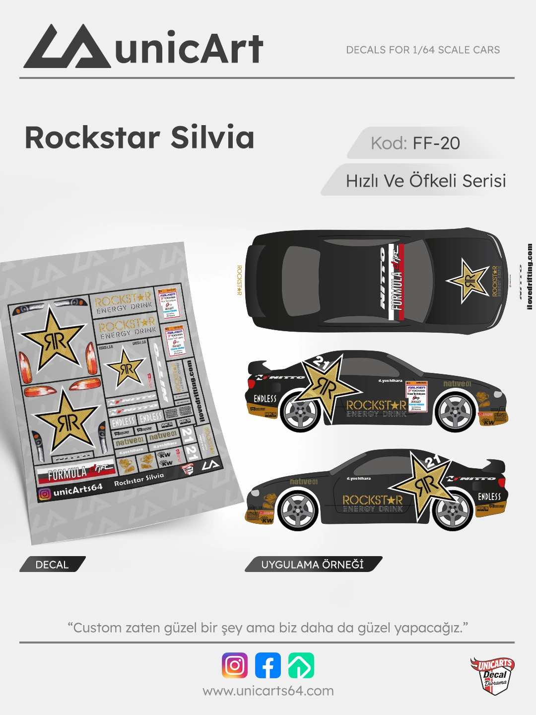 Rockstar Silvia 1/64 decal - Fast & Furious serisi