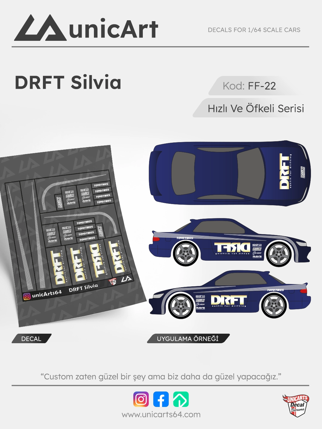 DRFT Silvia S13 1/64 decal - Fast & Furious serisi