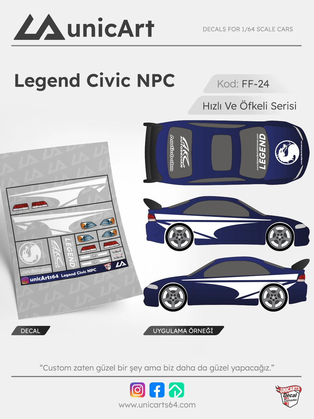 Legend's Civic NPC 1/64 decal - Fast & Furious serisi