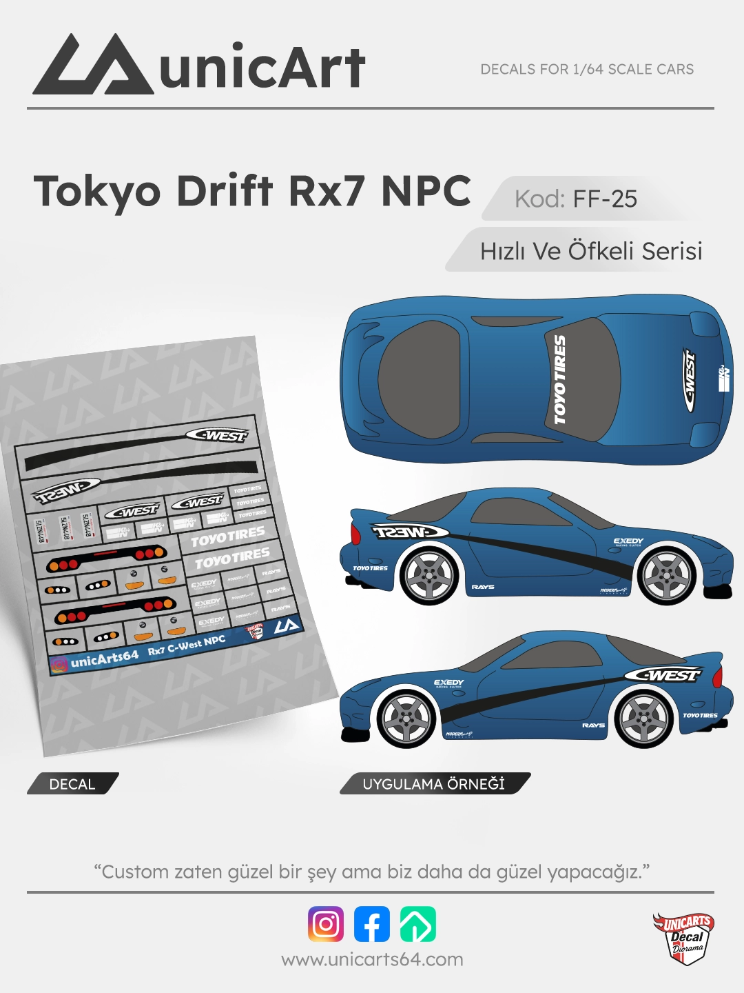 Tokyo Drift Rx7 NPC 1/64 decal - Fast & Furious serisi