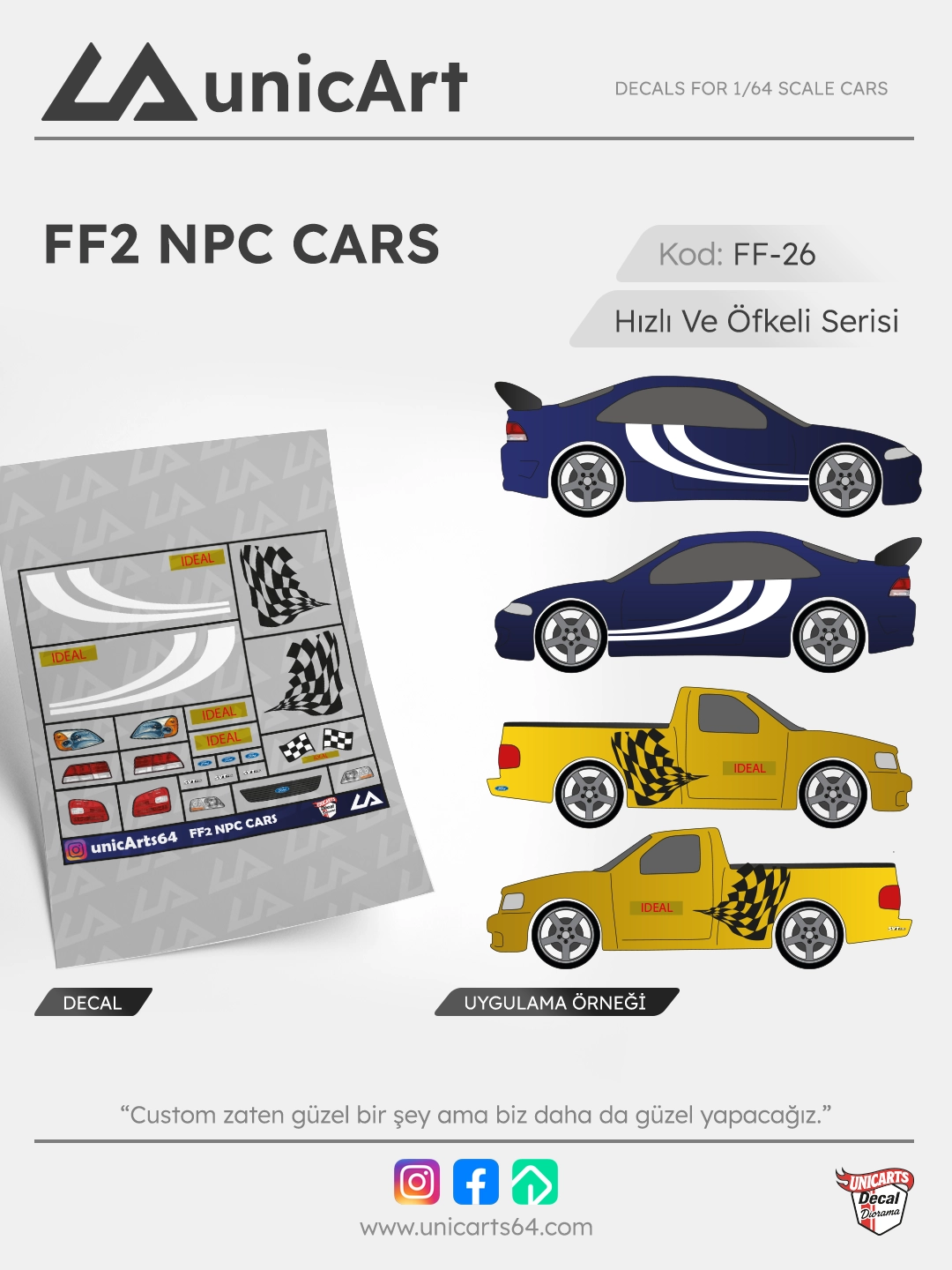FF2 NPC Cars Pack 1/64 decal - Fast & Furious serisi