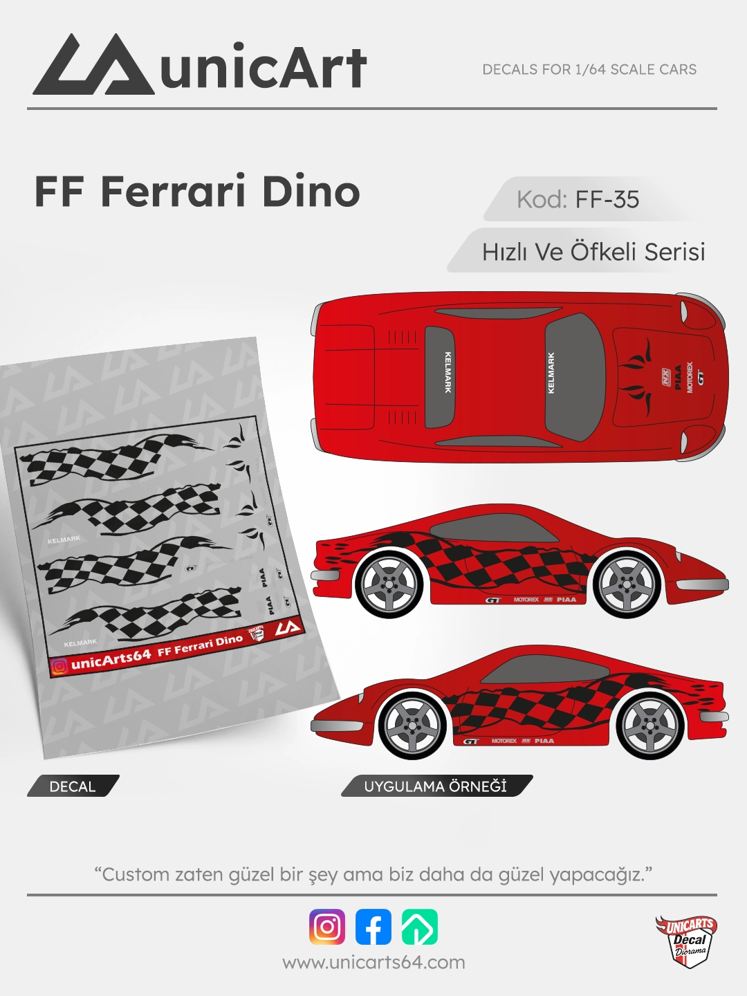 FF Ferrari Dino 1/64 decal - Fast & Furious serisi