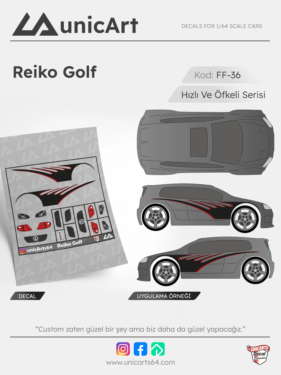 Reiko Golf 1/64 decal - Fast & Furious serisi
