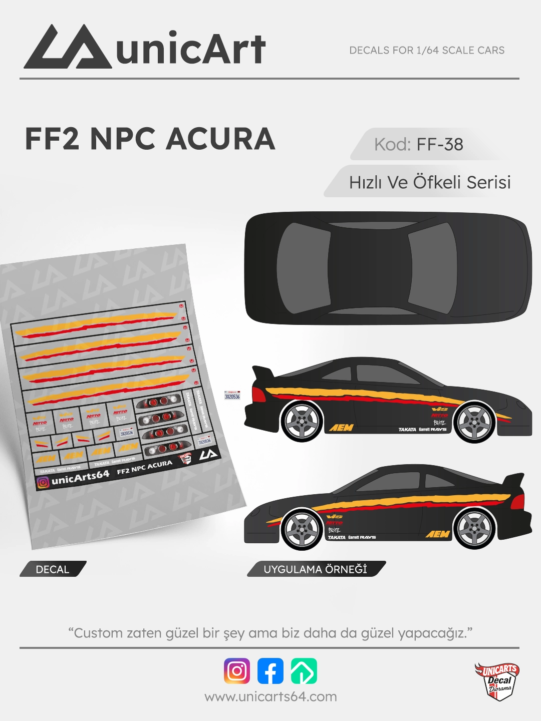 FF2 NPC Acura 1/64 decal - Fast & Furious serisi