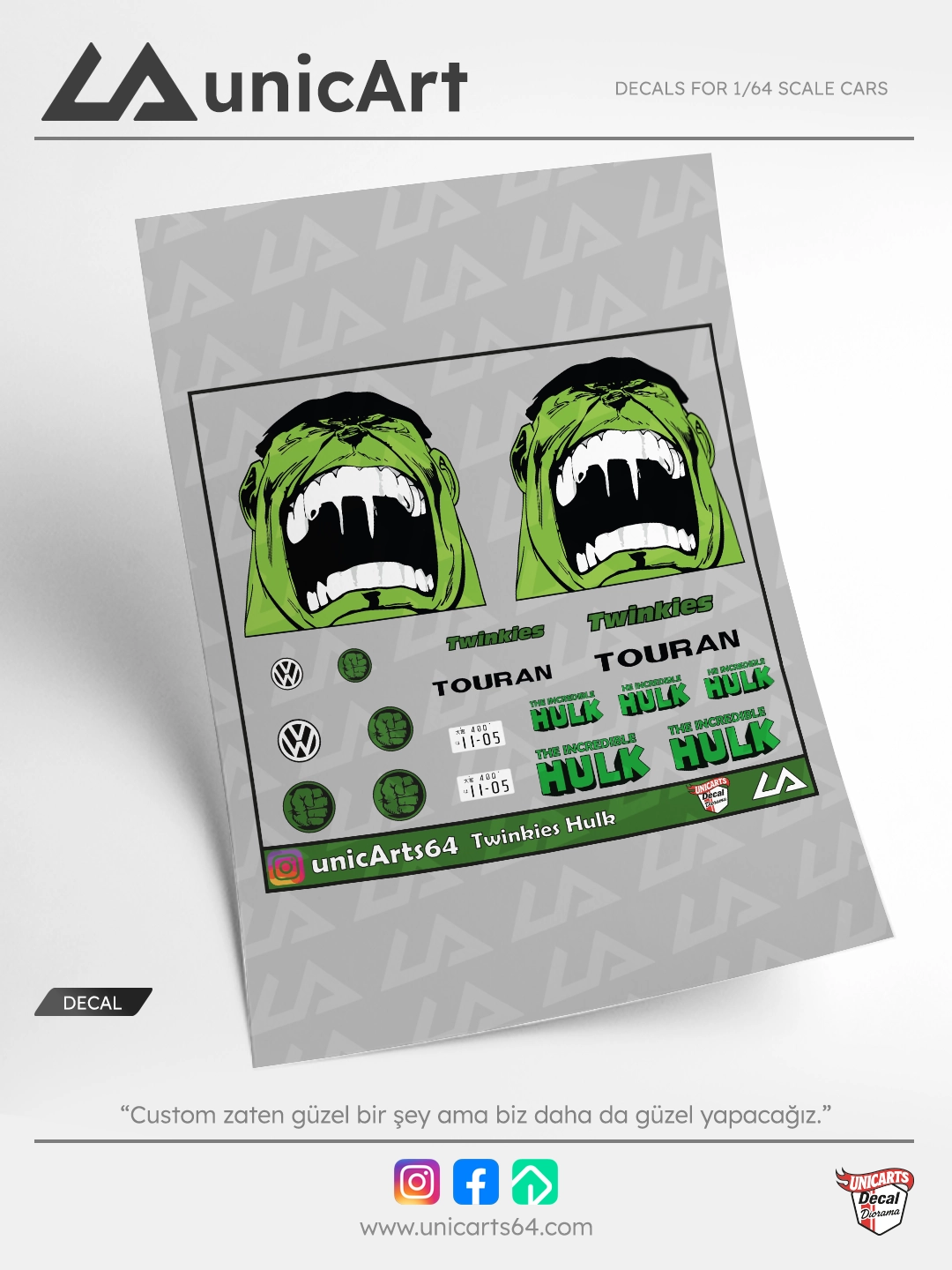 Twinkie Hulk 1/64 decal - Fast & Furious serisi
