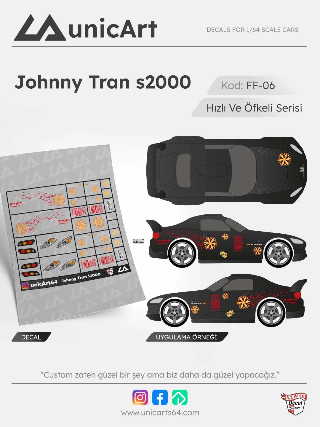 Johnny Tran S2000 1/64 decal - Fast & Furious serisi