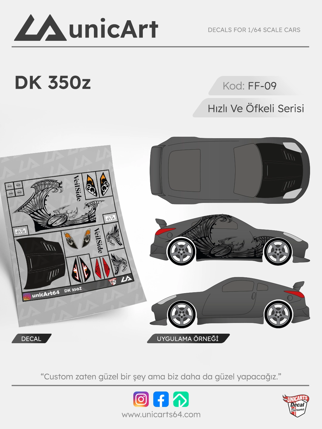 DK 350Z 1/64 decal - Fast & Furious serisi