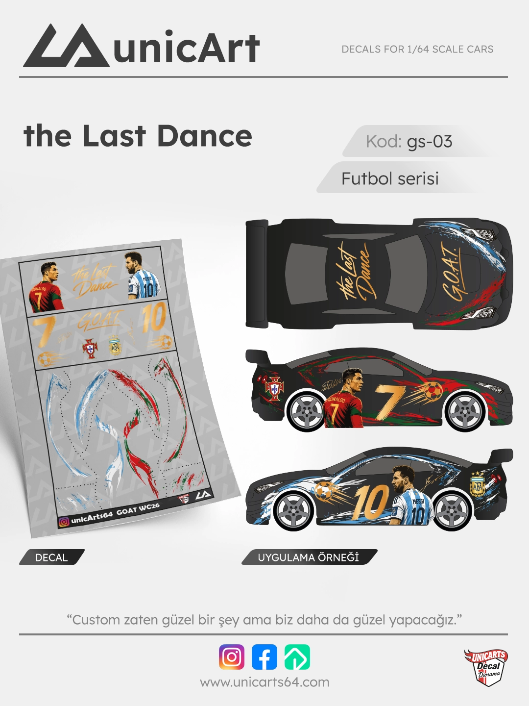 the Last Dance 1/64 su transferli decal - Futbol serisi | Unicarts64