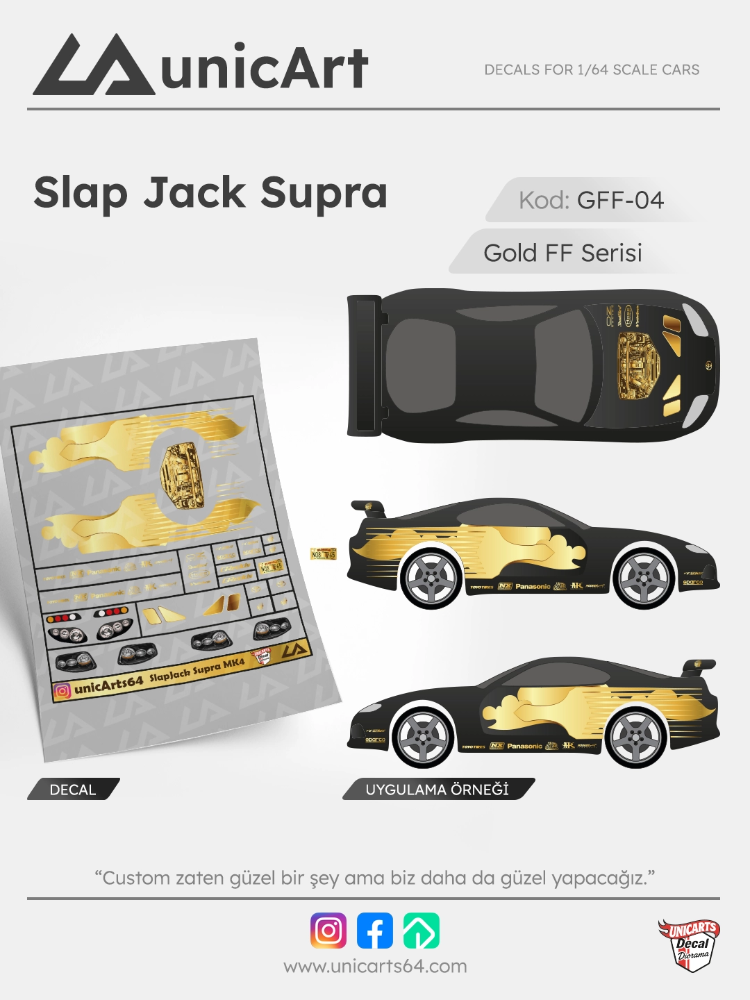 Gold Slap Jack Supra 1/64 decal - Gold Fast & Furious serisi