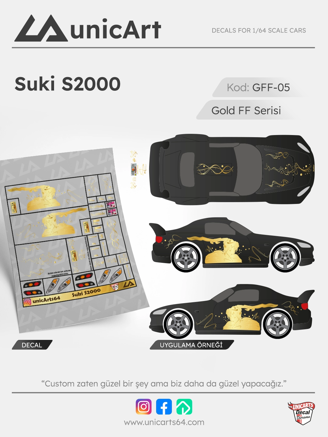 Gold Suki S2000 1/64 decal - Gold Fast & Furious serisi