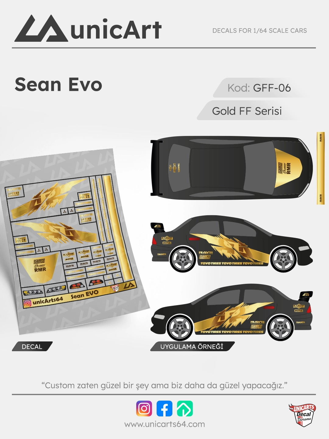 Gold Sean EVO 1/64 decal - Gold Fast & Furious serisi