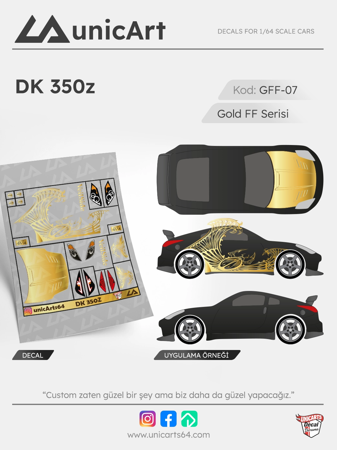 Gold DK 350Z 1/64 decal - Gold Fast & Furious serisi