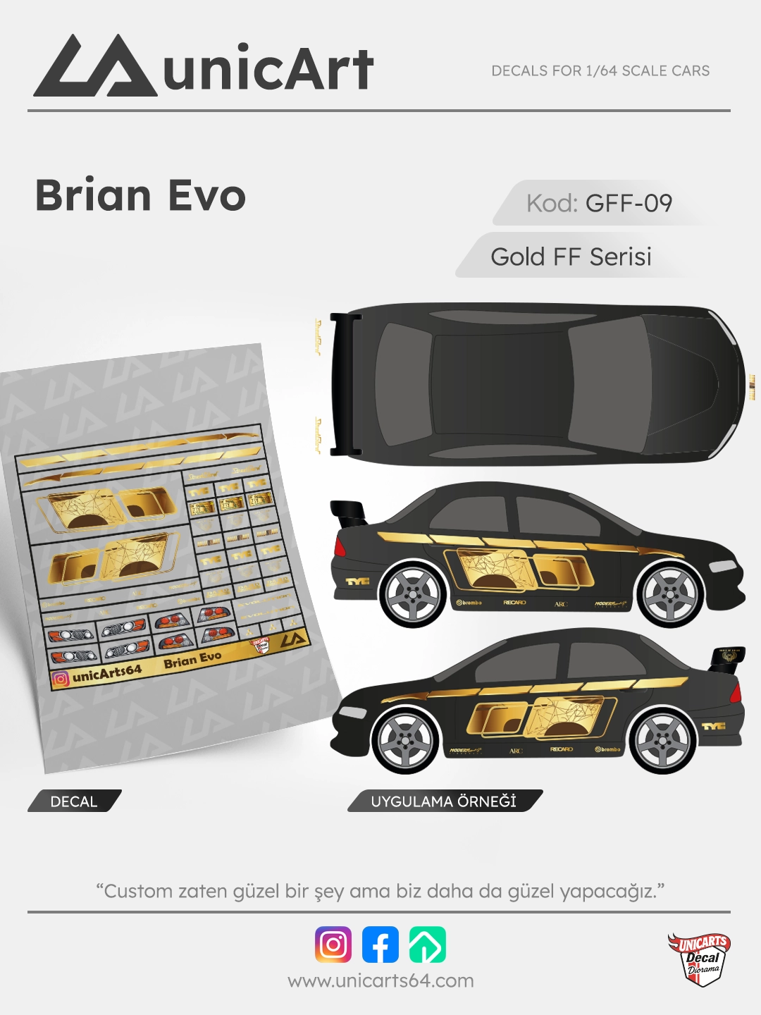 Gold Brian EVO 1/64 decal - Gold Fast & Furious serisi