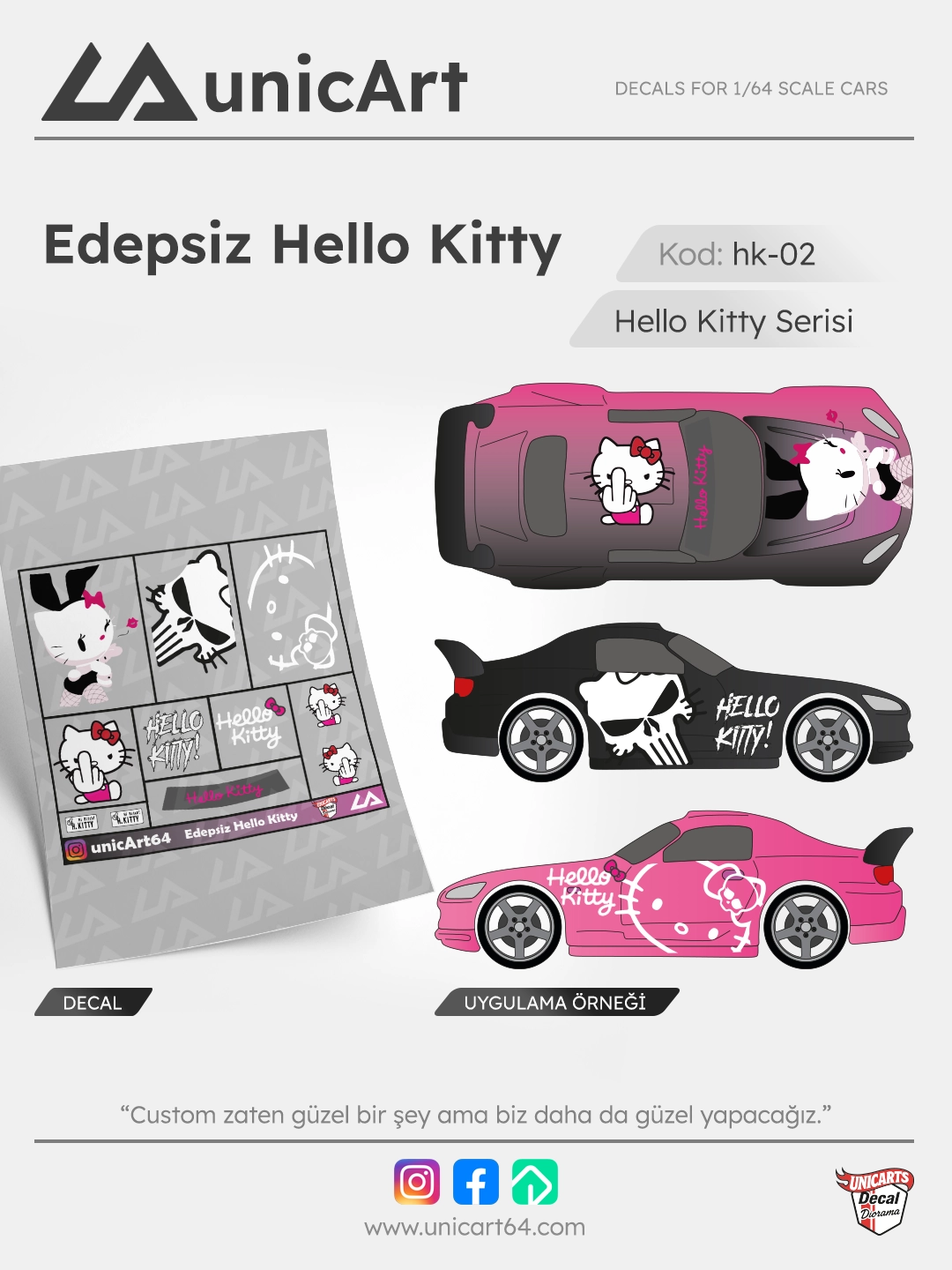 Edepsiz Hello Kitty 1/64 decal - Hello Kitty serisi