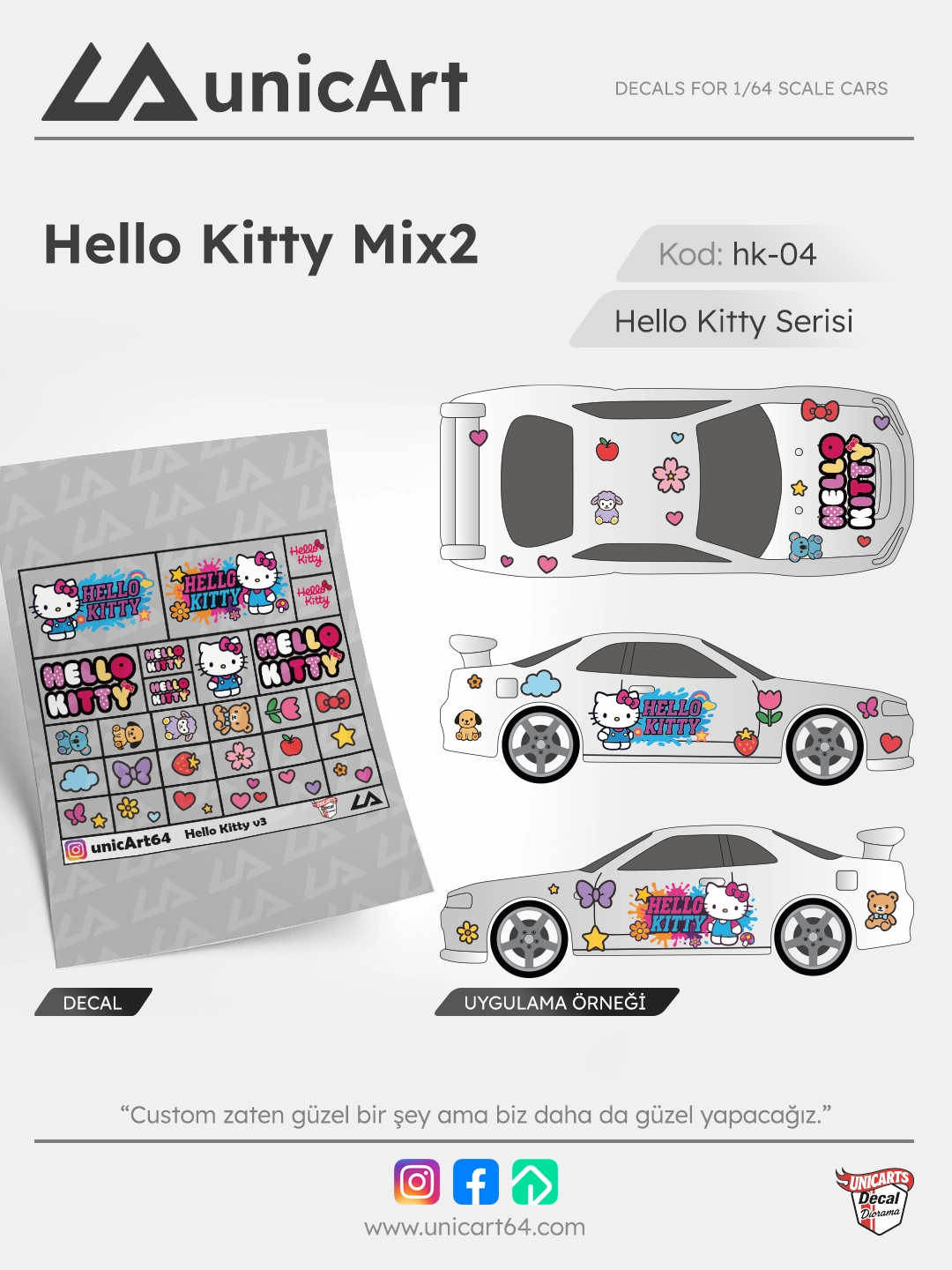Hello Kitty Mix2 1/64 decal - Hello Kitty serisi