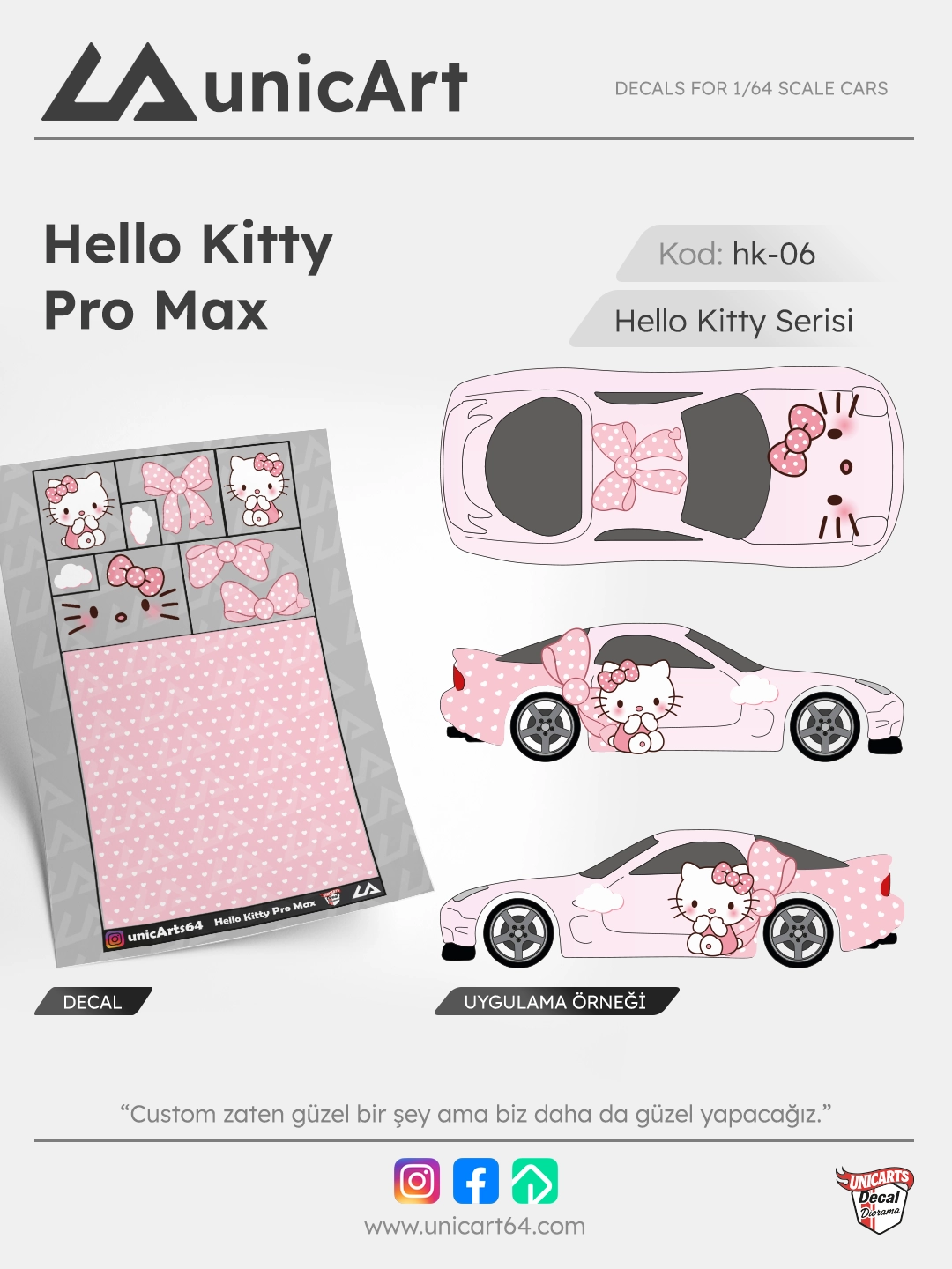 Hello Kitty Pro Max 1/64 decal - Hello Kitty serisi