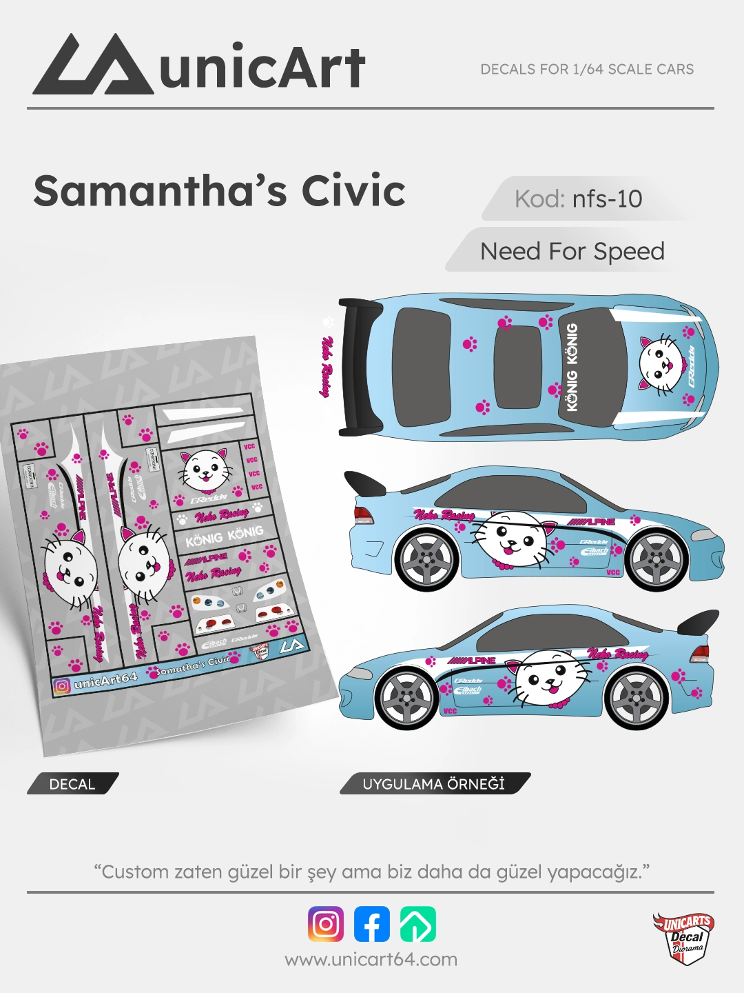 Samantha Civic 1/64 decal - Need for Speed serisi