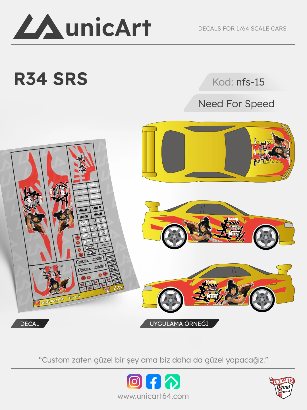 R34 SRS 1/64 decal - Need for Speed serisi