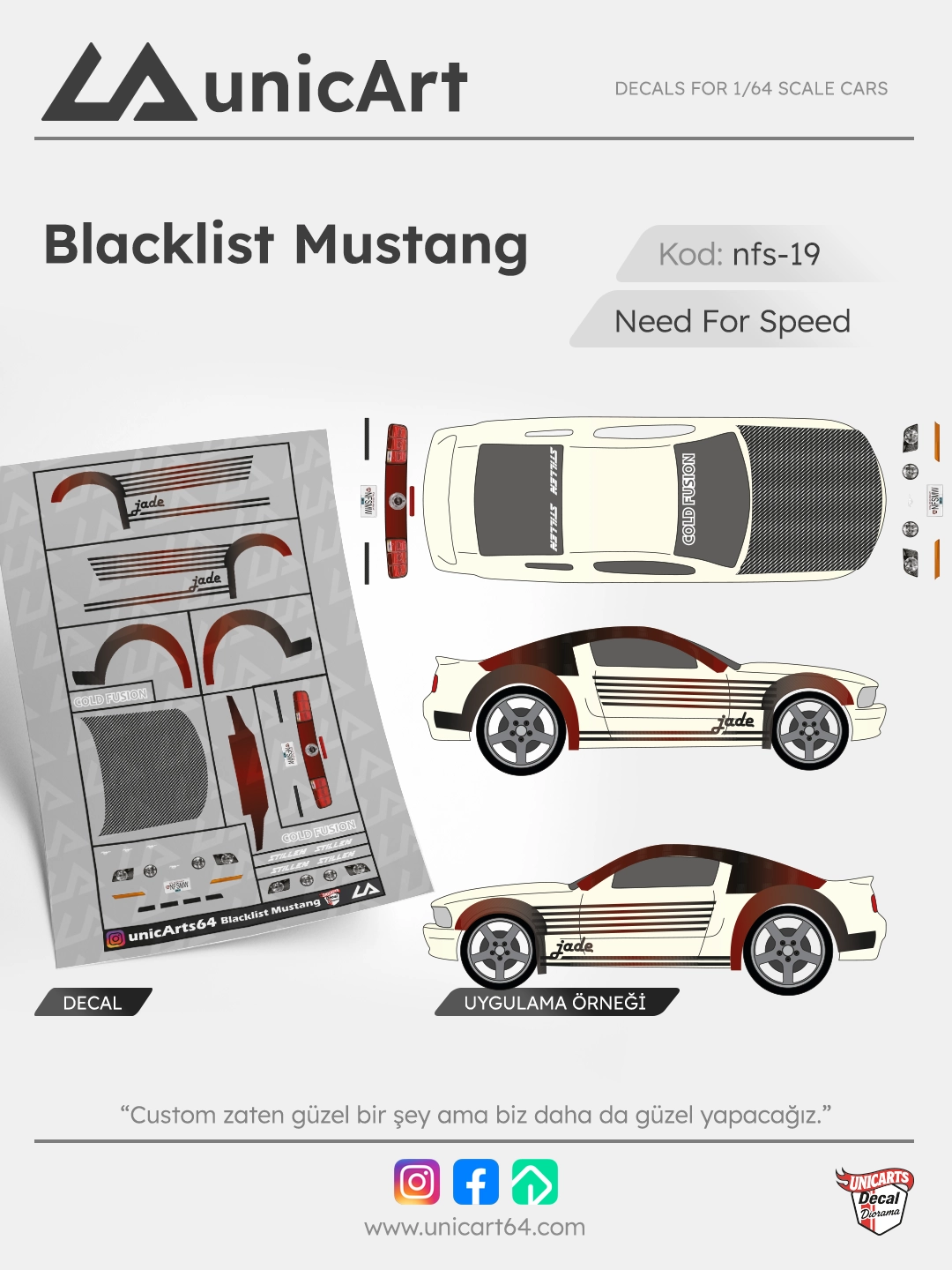 Blacklist Mustang 1/64 decal - Need for Speed serisi