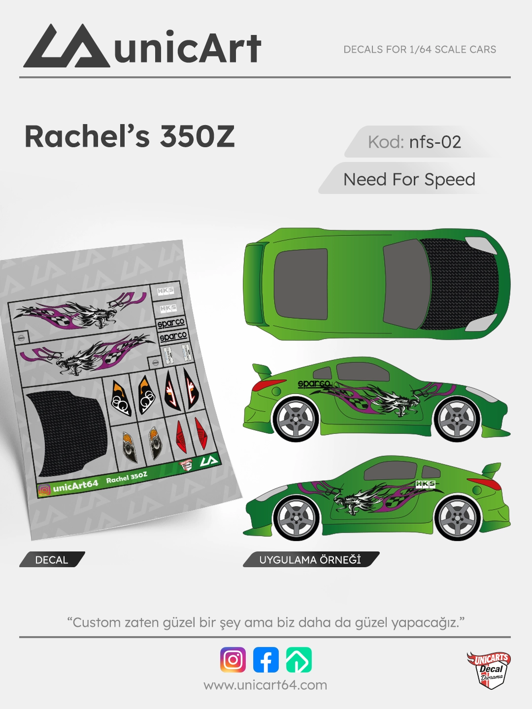 Rachel 350Z 1/64 decal - Need for Speed serisi