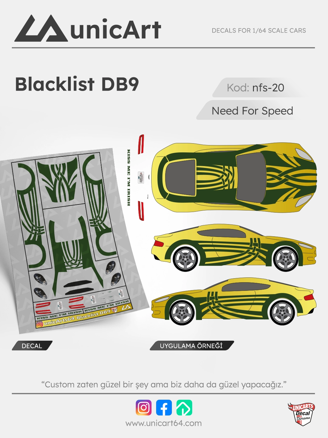 Blacklist DB9 1/64 decal - Need for Speed serisi