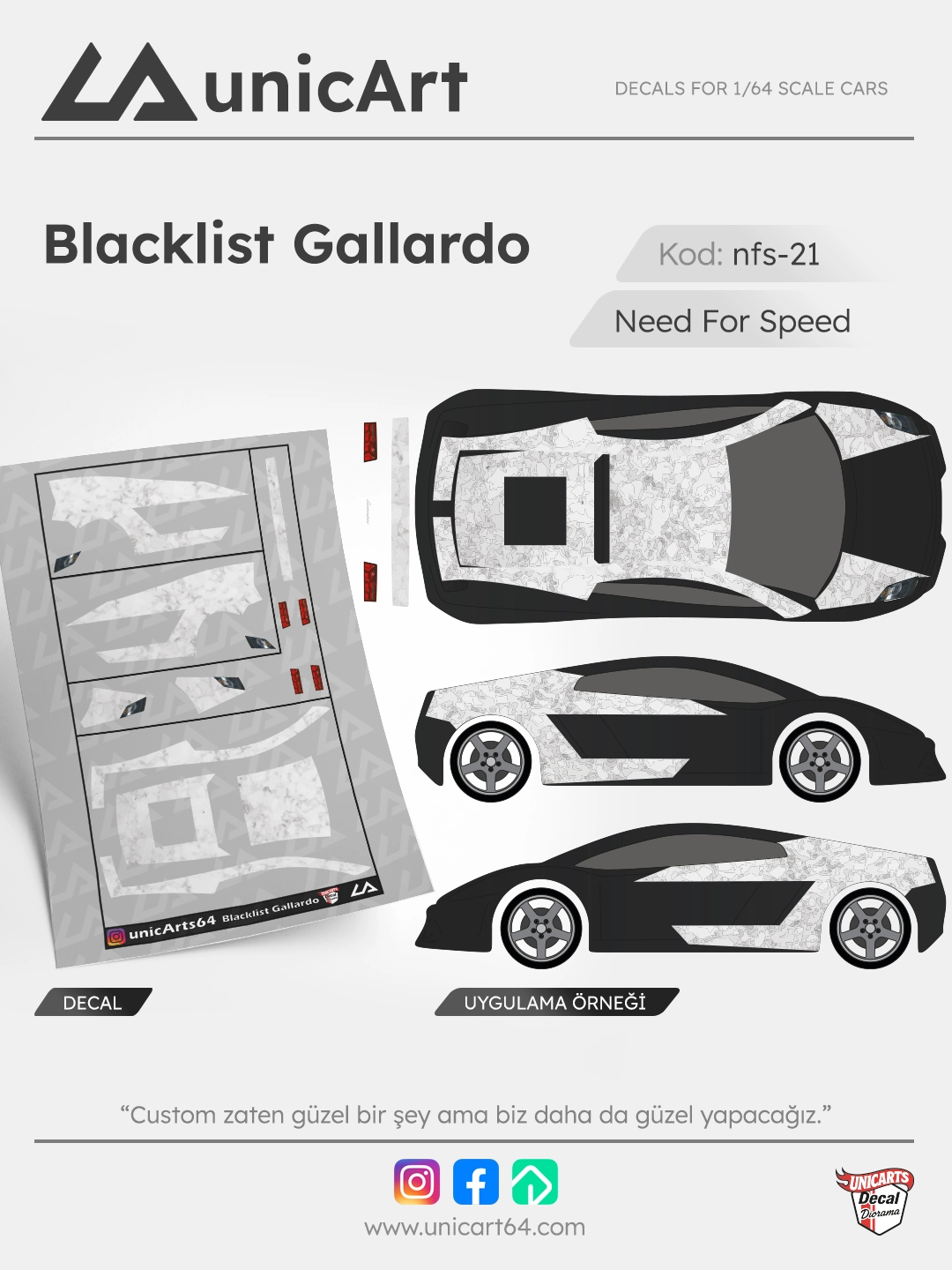 Blacklist Gallardo 1/64 decal - Need for Speed serisi