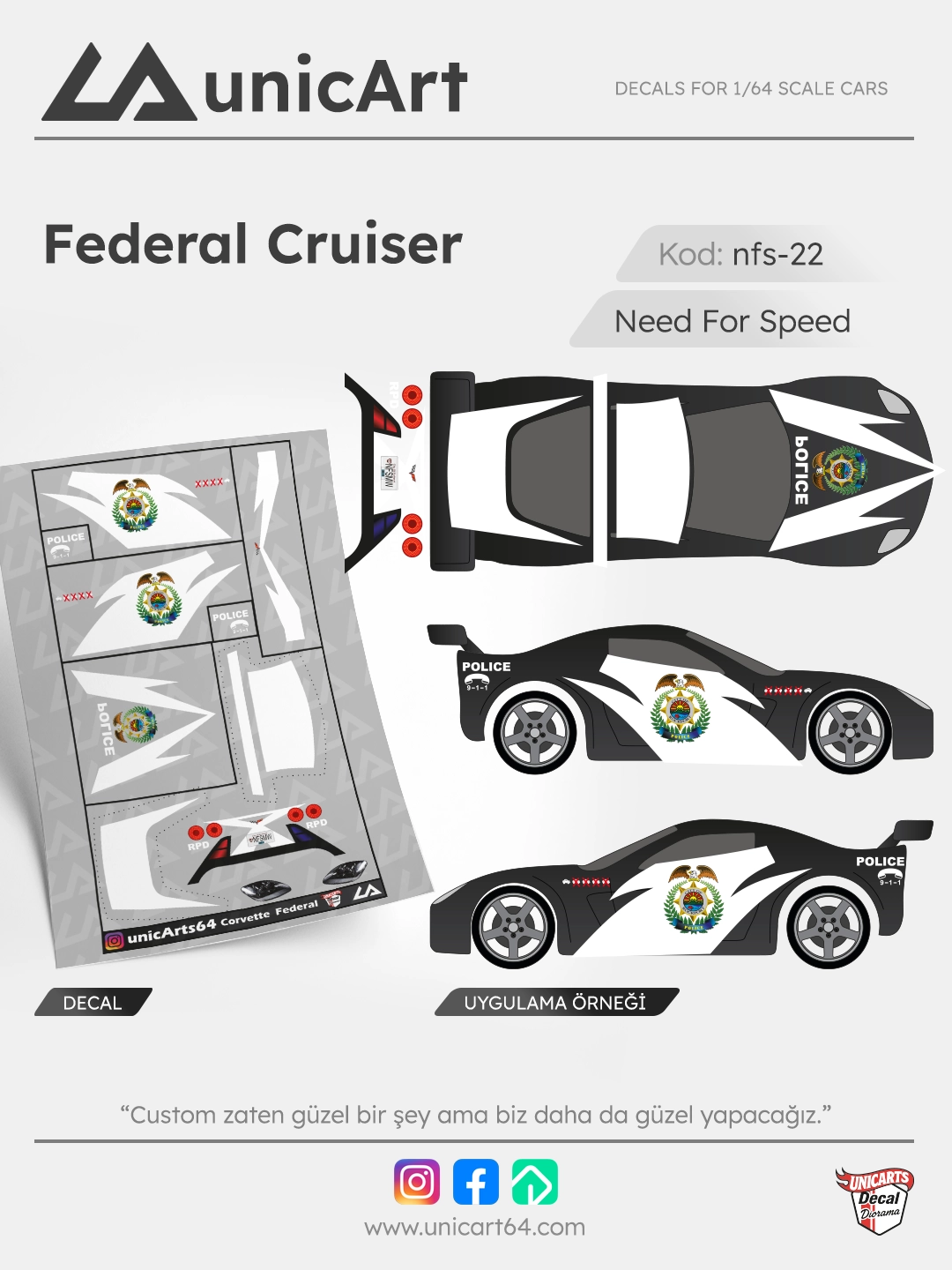 Federal Cruiser 1/64 decal - Need for Speed serisi