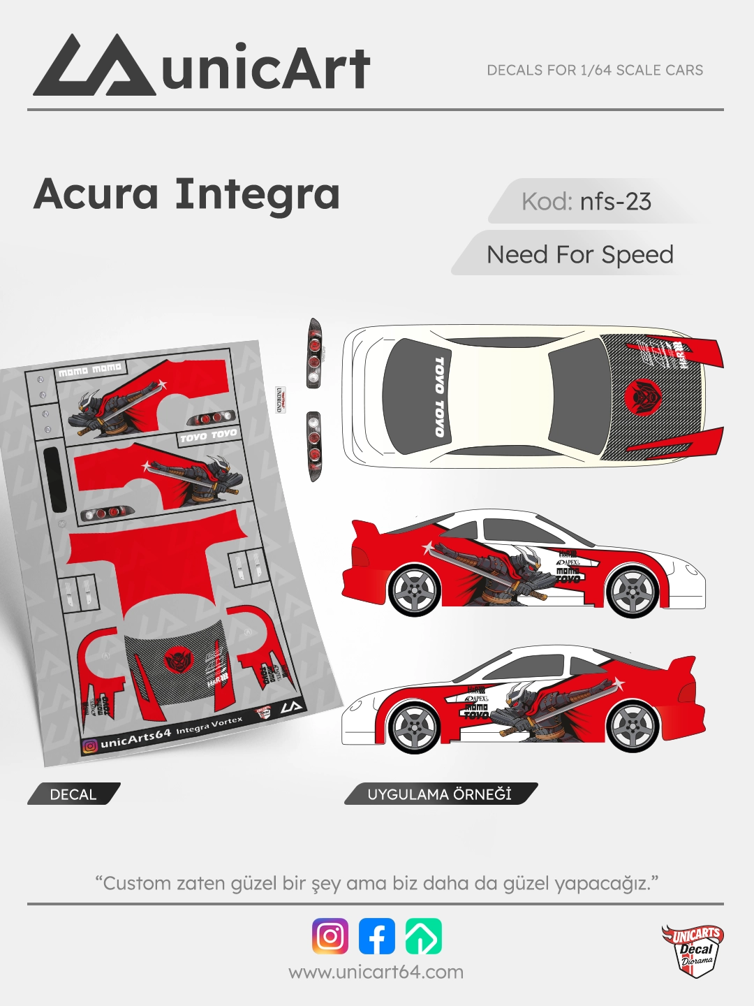 Acura Integra 1/64 decal - Need for Speed serisi
