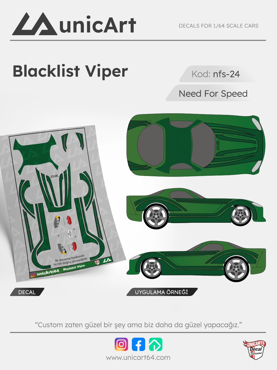 Blacklist Viper 1/64 decal - Need for Speed serisi