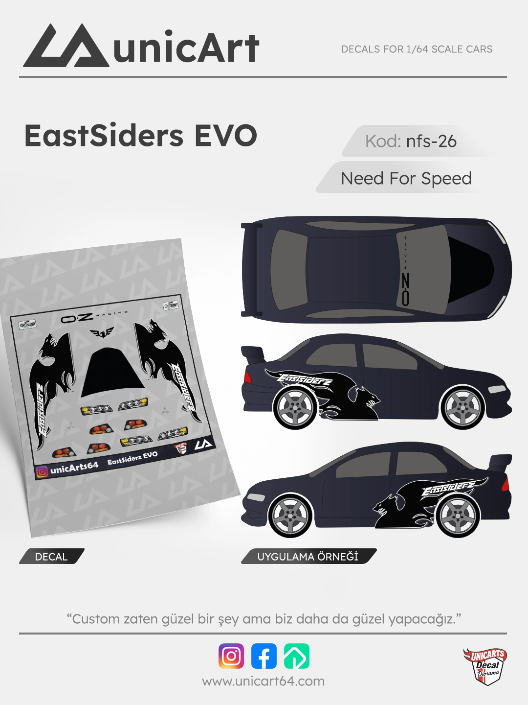 EastSiders EVO 1/64 decal - Sponsor Markalar serisi
