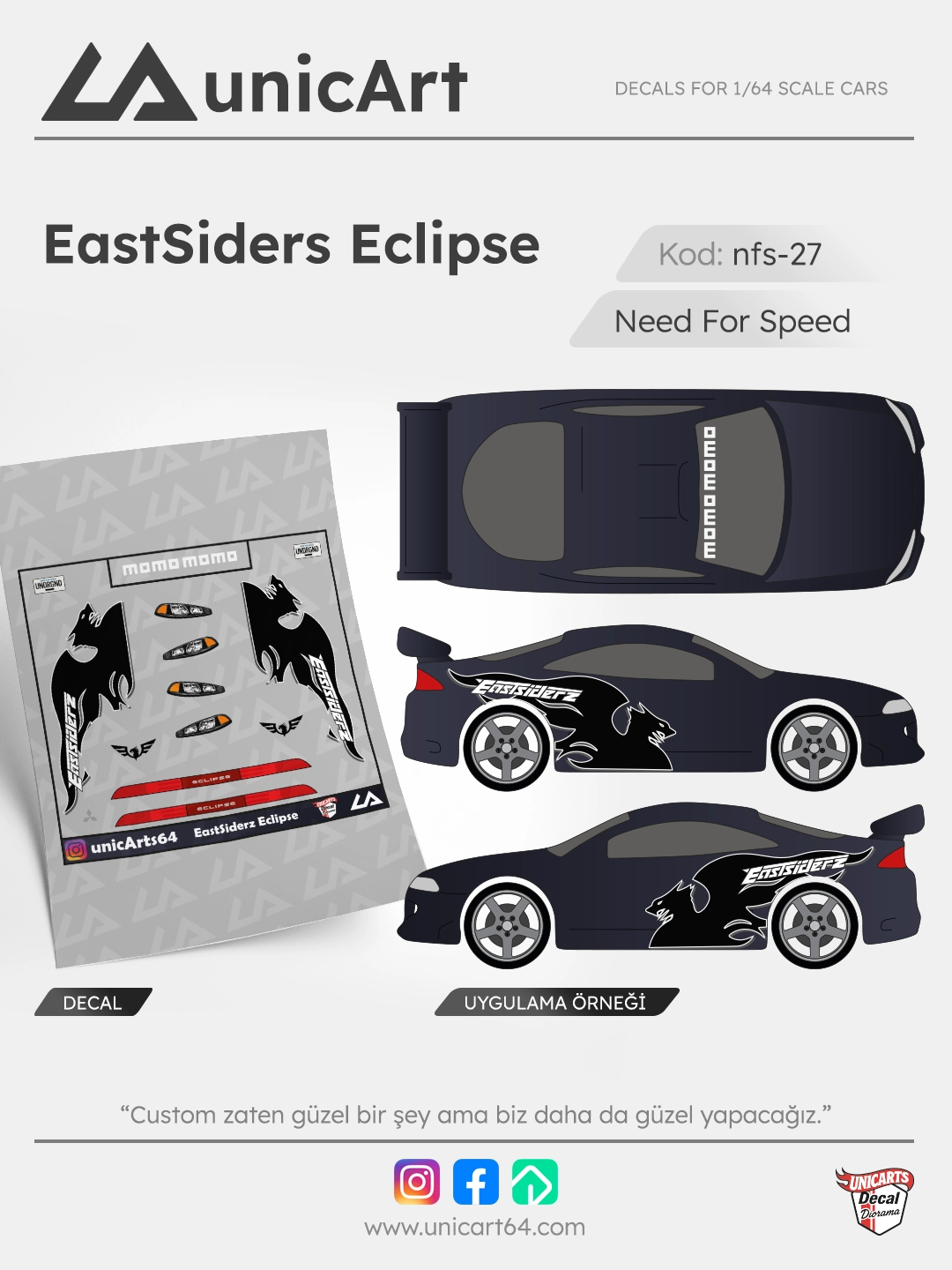 EastSiders Eclipse 1/64 decal - Sponsor Markalar serisi