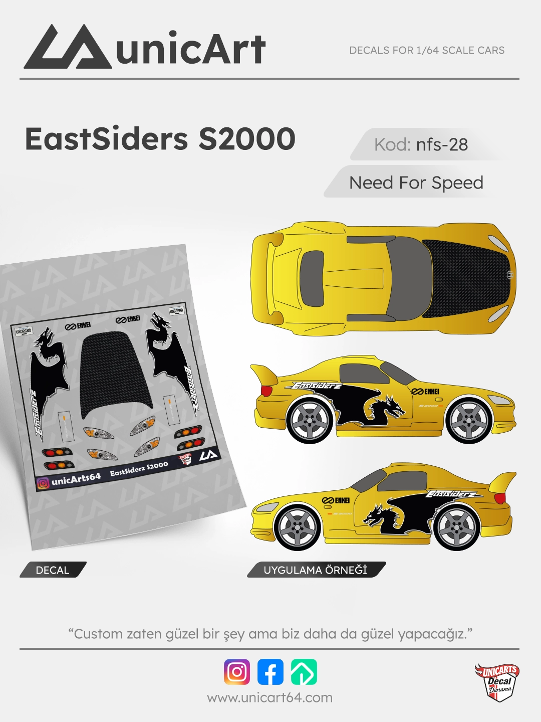 EastSiders S2000 1/64 decal - Sponsor Markalar serisi
