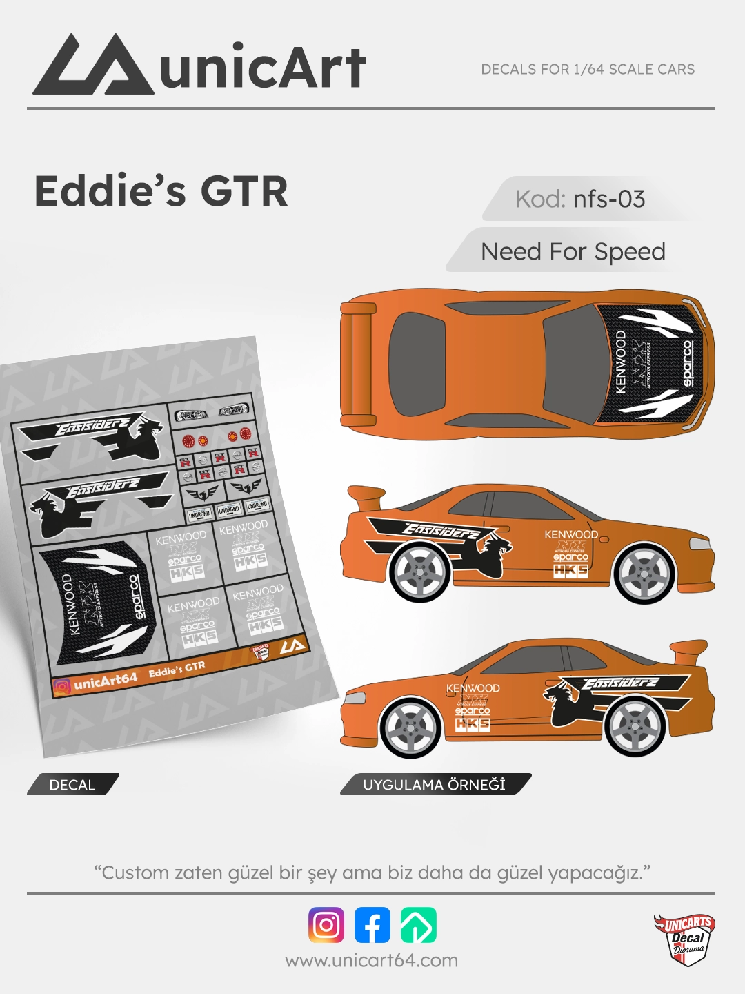 Eddie GTR 1/64 decal - Need for Speed serisi