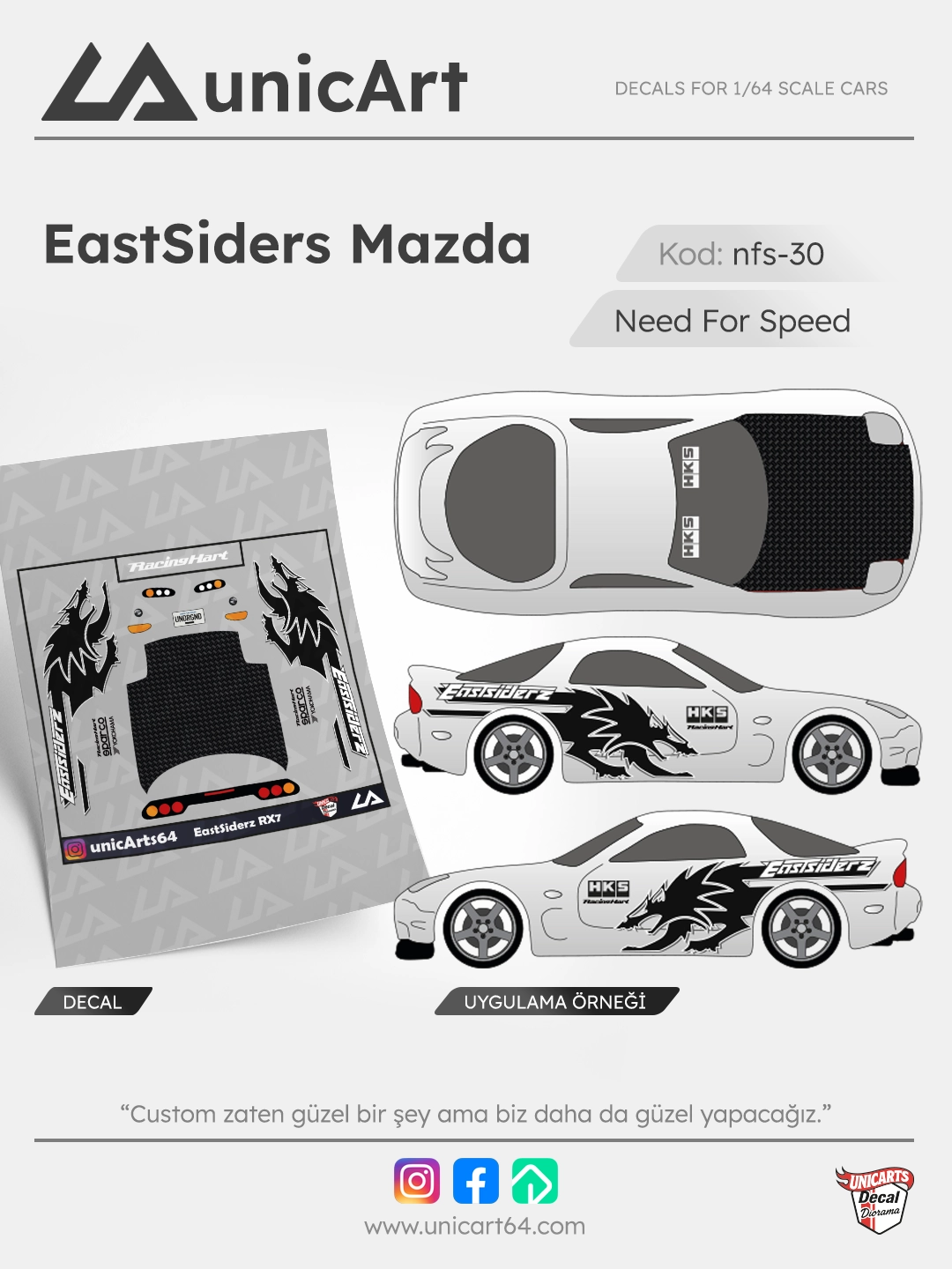 EastSiders Rx7 1/64 decal - Sponsor Markalar serisi
