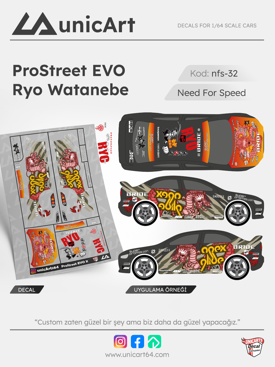 ProStreet Evo RYO 1/64 decal - Need for Speed serisi