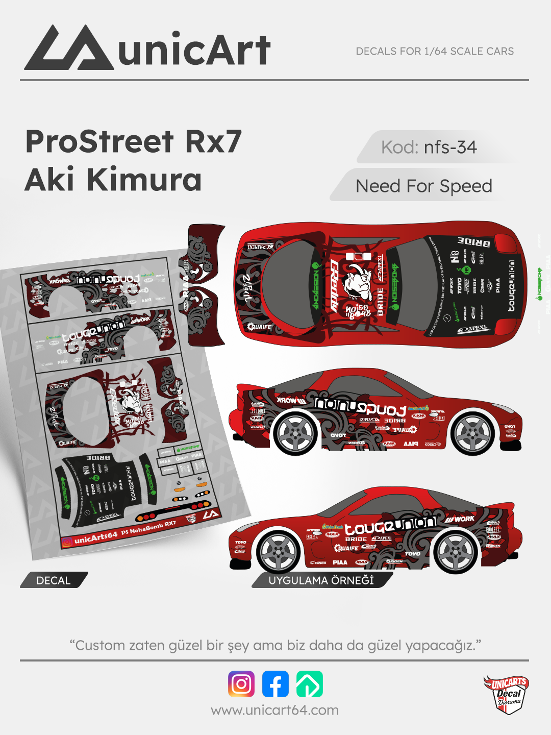ProStreet Rx7 Aki Kimura 1/64 decal - Need for Speed serisi
