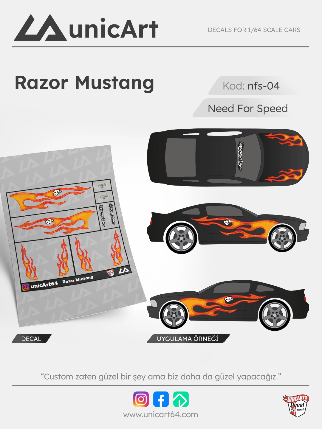 Razor Mustang 1/64 decal - Need for Speed serisi
